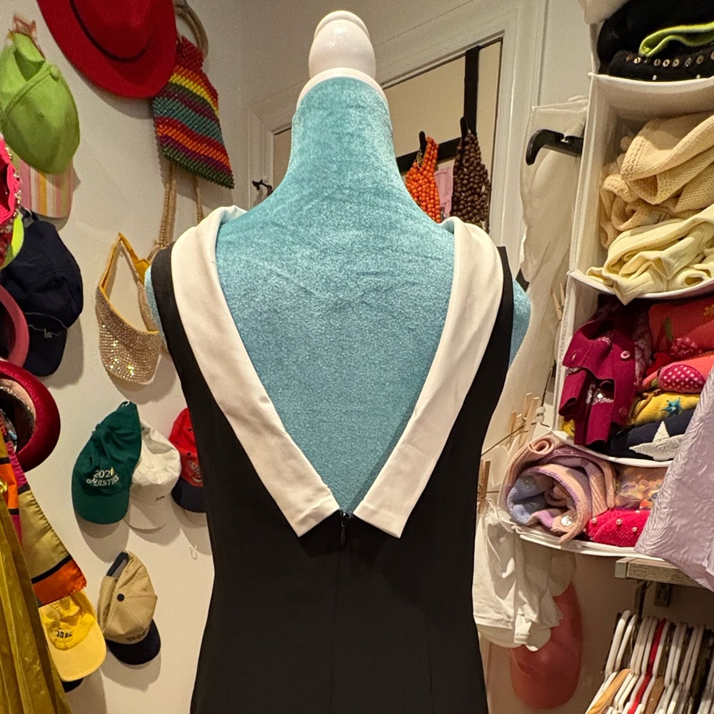 Ava & Aiden Black and White Sheath Dress with Sailor Collar